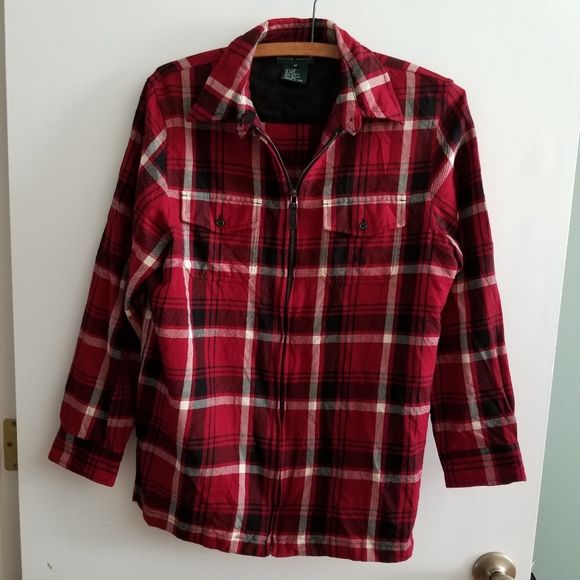 Womens Lauren By Ralph Lauren 100% New Wool Plaid Zip Shirt Jacket / … - Picture 3 of 5